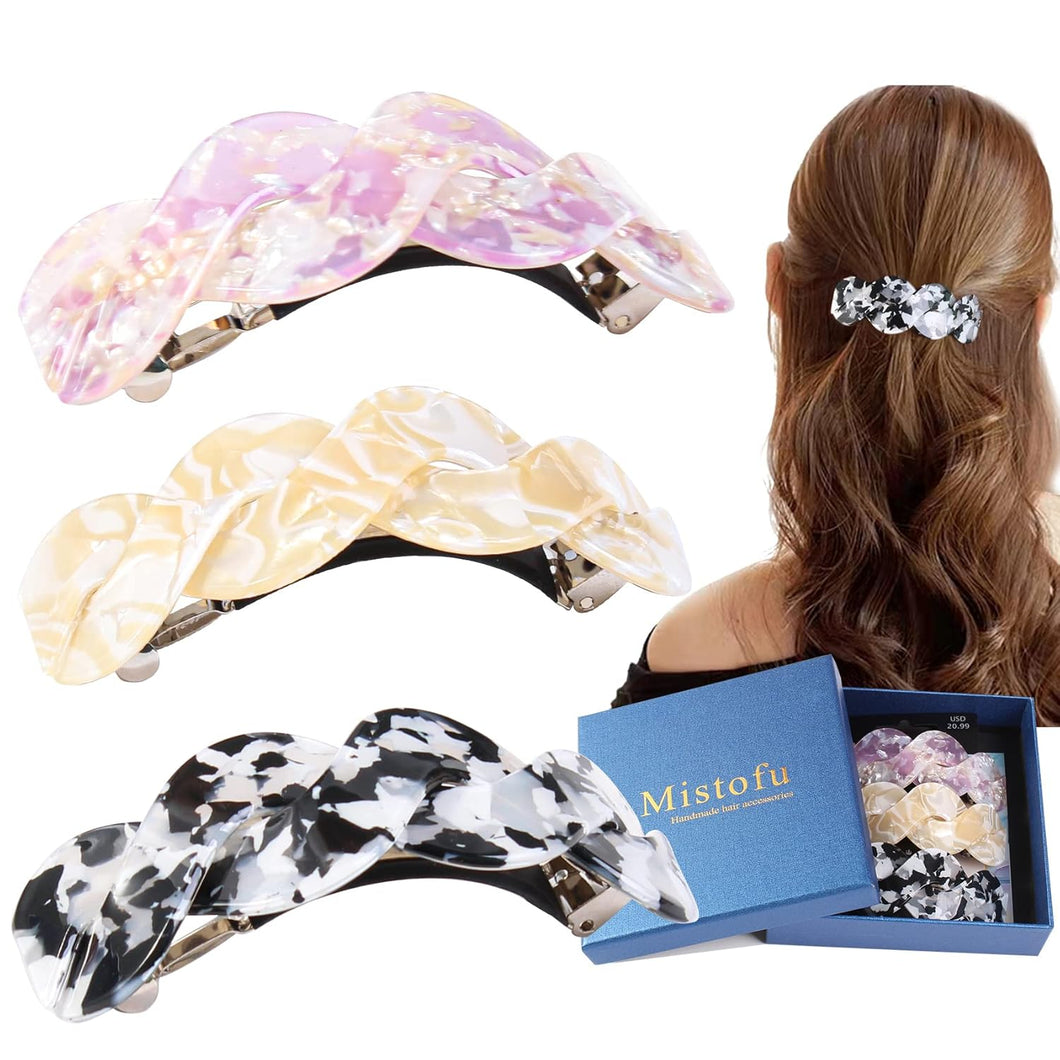 3 pasadores grandes para cabello grueso, diseño francés con hermosas líneas A21