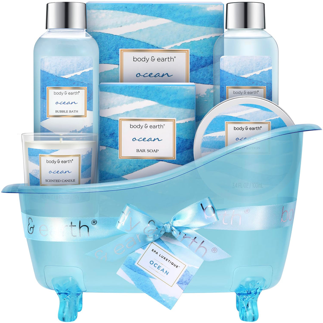 Canasta de regalo de spa con refrescante fragancia Ocean Bliss 7 piezas