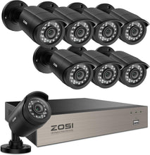 Cargar imagen en el visor de la galería, ZOSI - Sistema de cámara de vigilancia 1080p para exteriores con disco duro de 1 TB  Camaras
