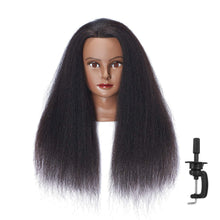 Cargar imagen en el visor de la galería, Cabeza de maniquí con cabello afro 100 % real coje color
