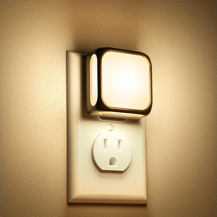 KINDEEP Paquete de 2 luces LED de noche para baño enchufables a la pared A19