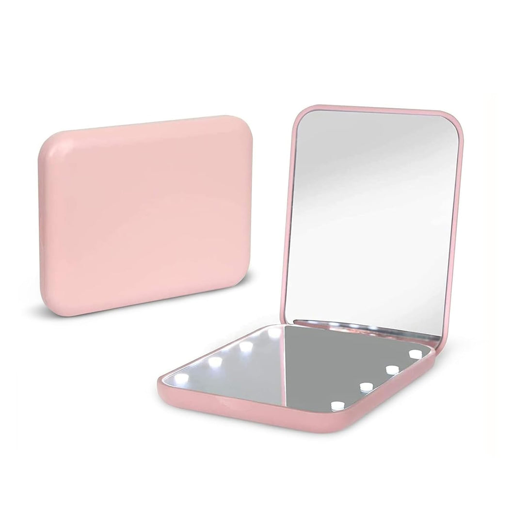 Kintion Espejo de bolsillo, 1X/3X aumento LED compacto espejo de maquillaje de viaje con luz para bolso