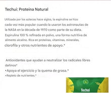 Cargar imagen en el visor de la galería, Suplemento proteico Techui Superfood 90 cápsulas con 100 % de espirulina
