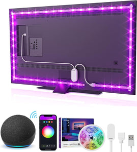 Luz de fondo LED para TV, tira de luz inteligente WiFi compatible con Alexa LN23
