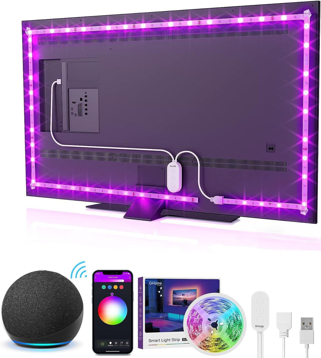 Luz de fondo LED para TV, tira de luz inteligente WiFi compatible con Alexa LN23