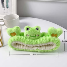 Cargar imagen en el visor de la galería, Diadema de spa Kawaii para lavar la cara, A22 linda diadema de rana verde para maquillaje, lavado, fiesta, A22 diadema suave para mujeres y niñas
