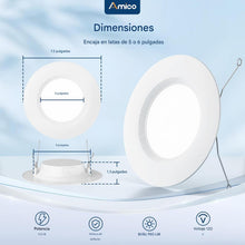 Cargar imagen en el visor de la galería, Paquete de 24 luces LED empotrables 5CCT de 5/6 pulgadas, regulable, 12.5 W = 100 W, 950 LM, 2700 K/3000 K/4000 K/5000 K/6000 K

