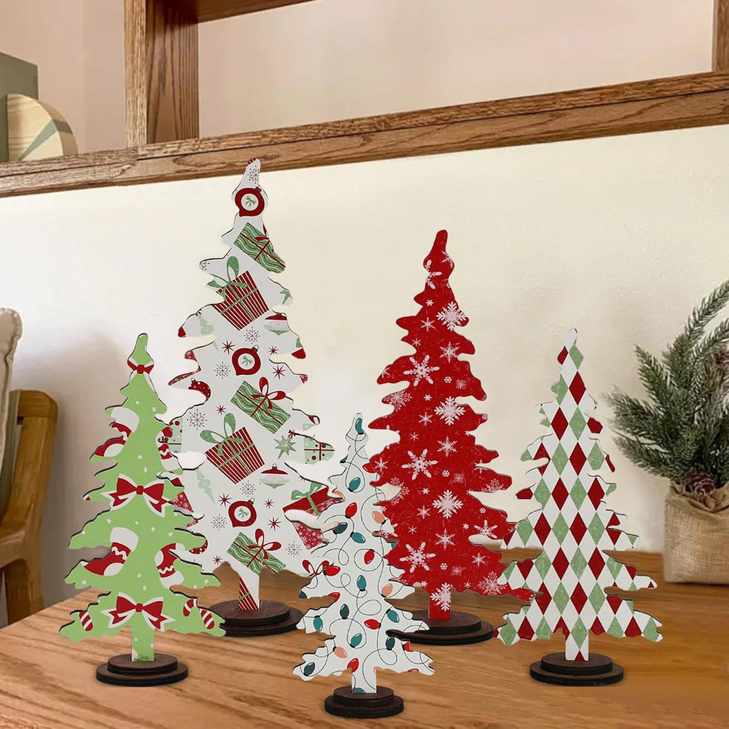 DAZONGE Decoraciones de Navidad – 5 letreros de madera para decoración de mesa de árbol de Navidad  A19
