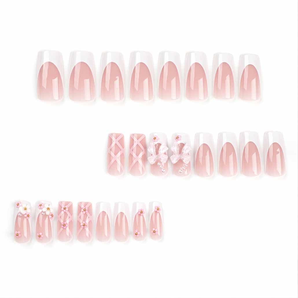 Foccna Uñas postizas a presión, uñas postizas de color rosa con diamantes de imitación, cuadradas, brillantes, a22 brillantes, 3D, puntas de uñas postizas, uñas artifi