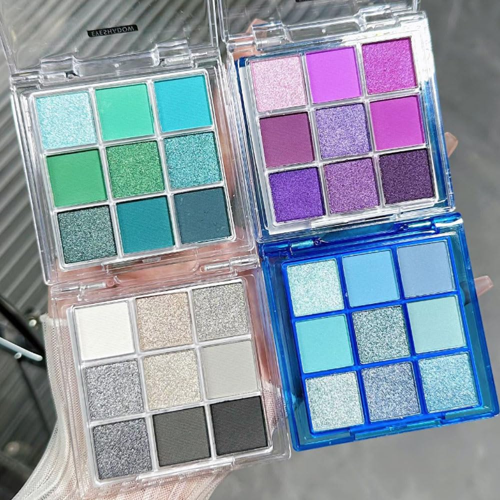 Paleta de sombra de ojos con purpurina morada y rosa, paleta de sombra de ojos horneada rosa claro lavanda malva claro, paleta de maquillaje púrpura altamente pigmentada a22 , larga duración,