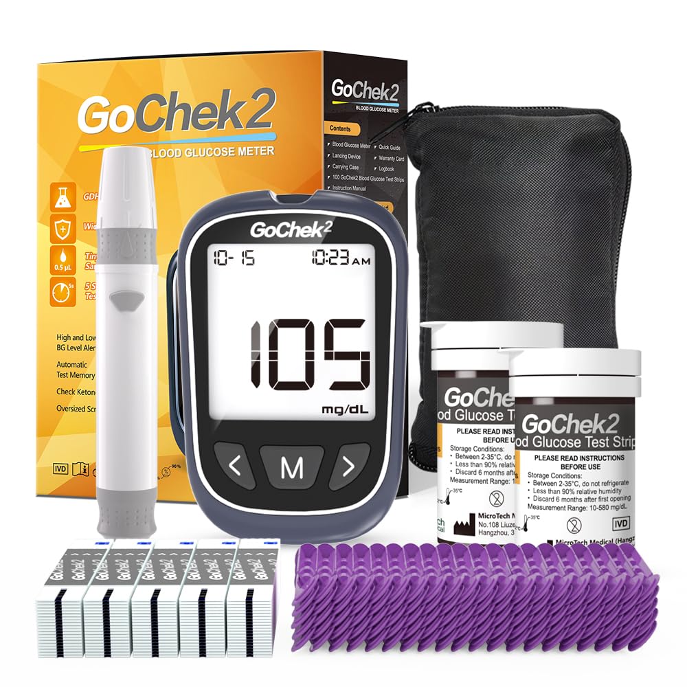 Kit de monitor de glucosa en sangre con 100 tiras y lancetas a24