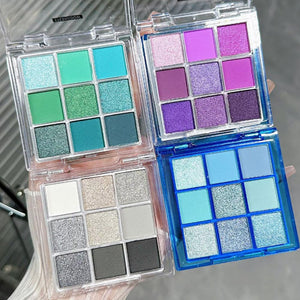 Paleta de sombras de ojos azul zafiro, azul escarchado, azul pavo real, azul marino, azul real, verde, gótico, crema con purpurina altamente pigmentada a22 , sombra de ojos azul mezclable impermeable