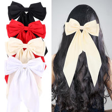 Cargar imagen en el visor de la galería, Lazos de satén sedoso de gran tamaño para mujeres y niñas, 4 piezas de cintas para el cabello con cola larga a22 (negro, blanco, rojo, beige)
