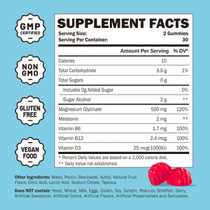 Gomitas de glicinato de magnesio de 500 mg para adultos,