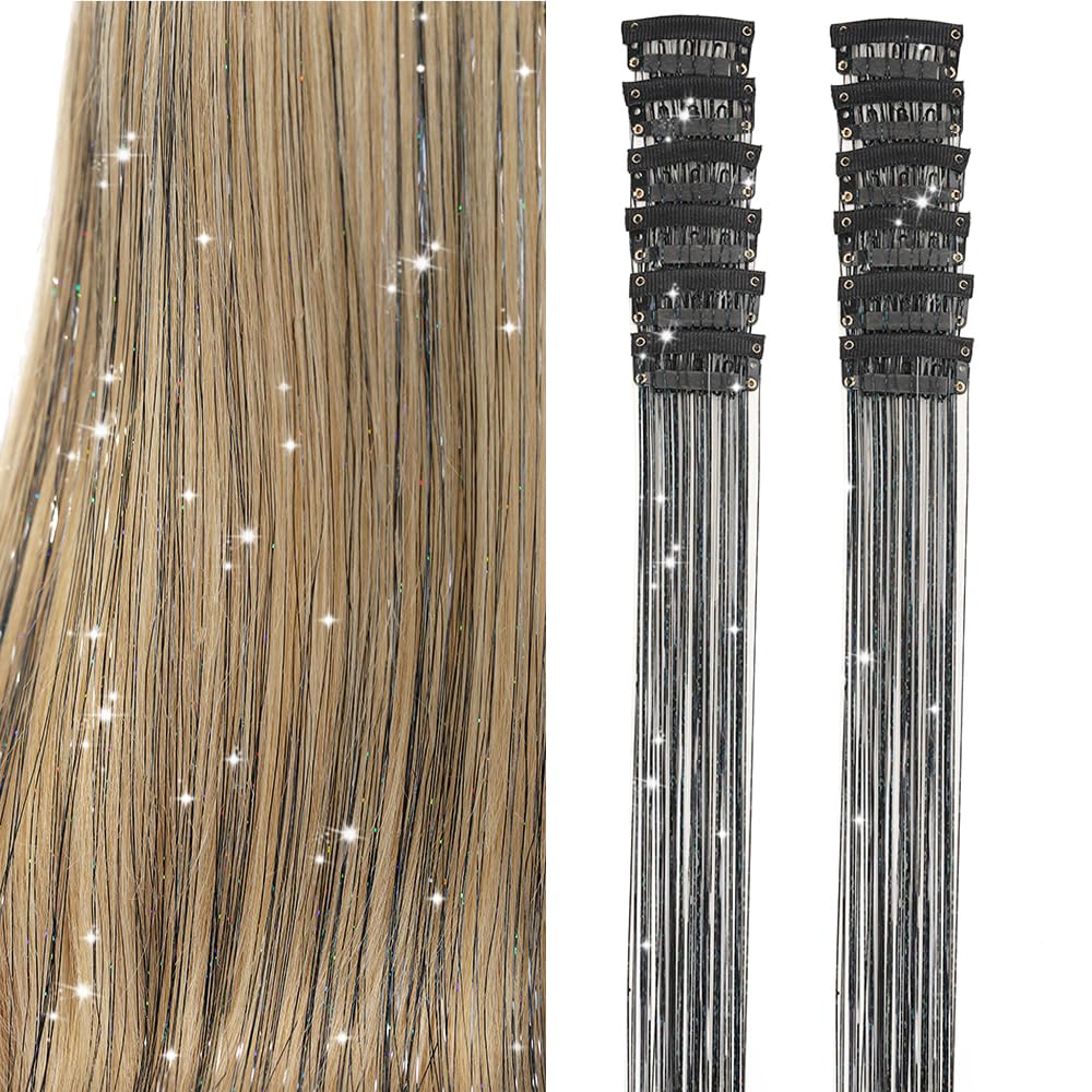 Paquete de 12 extensiones de cabello de oropel con clip, A21