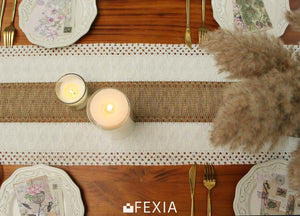 FEXIA Camino de mesa bohemio para Acción de Gracias, Navidad,  A19