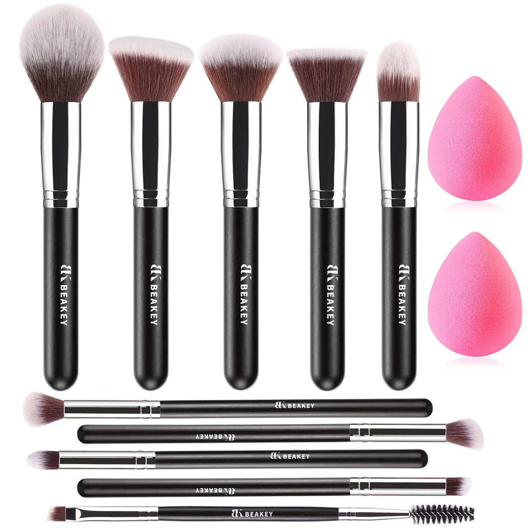 BEAKEY Juego de brochas de maquillaje profesional para ojos y cara, mezcla de base, sombra de ojos, corrector, sombra de ojos