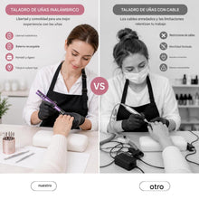 Cargar imagen en el visor de la galería, Kit profesional de taladro de uñas inalámbrico para uñas de gel y acrílicas, lima de uñas eléctrica con 5 puntas de metal, 30 bandas de lijado
