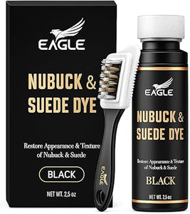 Eagle Tinte nobuck y gamuza negro con aplicador y cepillo de gamuza de 3 vías,
