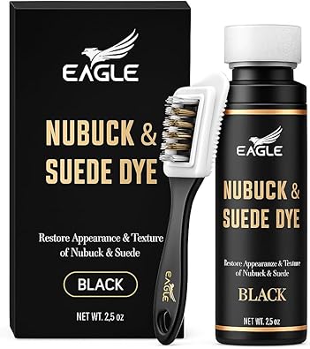 Eagle Tinte nobuck y gamuza negro con aplicador y cepillo de gamuza de 3 vías,
