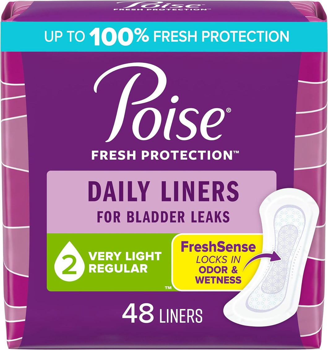 Poise Forros diarios, protectores para incontinencia, 2 a24