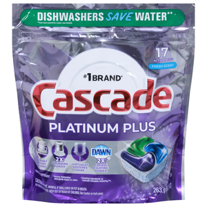 Detergente para lavavajillas con acción, Cascade Platinum Plus- Aroma fresco