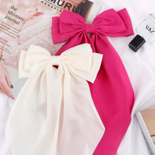 Cargar imagen en el visor de la galería, Lazos de satén sedoso para el cabello, 2 unidades, color beige y rosa intenso a21, lazos grandes
