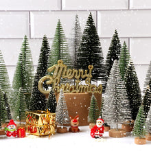 Cargar imagen en el visor de la galería, 30 piezas de decoración de Navidad, mini árboles de Navidad, árboles artificiales de cepillo para árbol de Navidad con base de madera para decoración de Navidad,  A19
