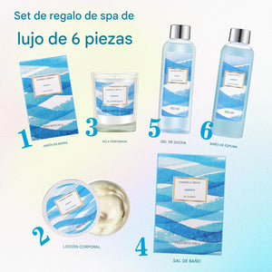 Canasta de regalo de spa con refrescante fragancia Ocean Bliss 7 piezas