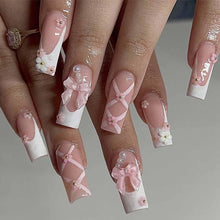 Cargar imagen en el visor de la galería, Foccna Uñas postizas a presión, uñas postizas de color rosa con diamantes de imitación, cuadradas, brillantes, a22 brillantes, 3D, puntas de uñas postizas, uñas artifi
