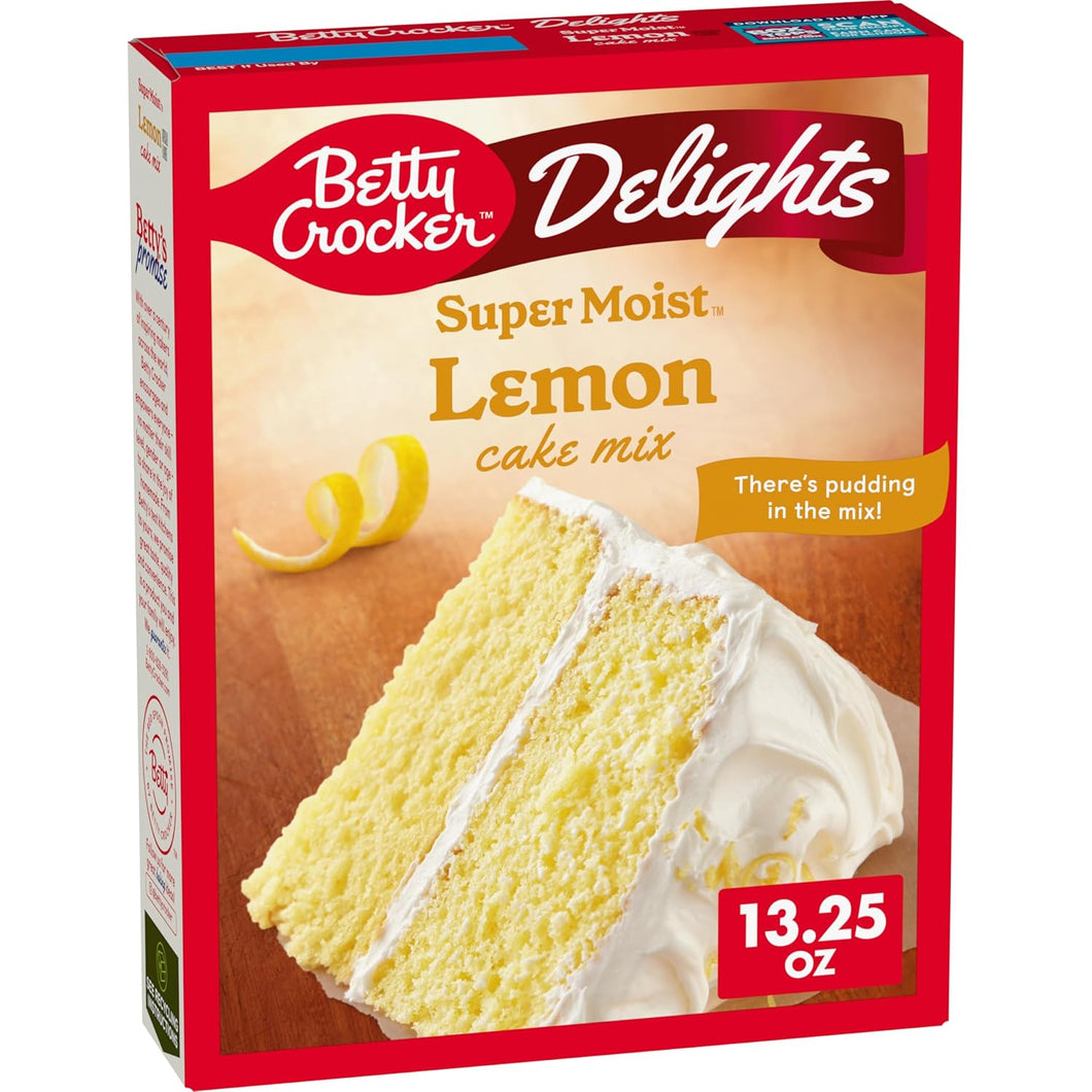 Betty Crocker Delights Mezcla de pastel de limón súper húmedo, 13.25 onzas