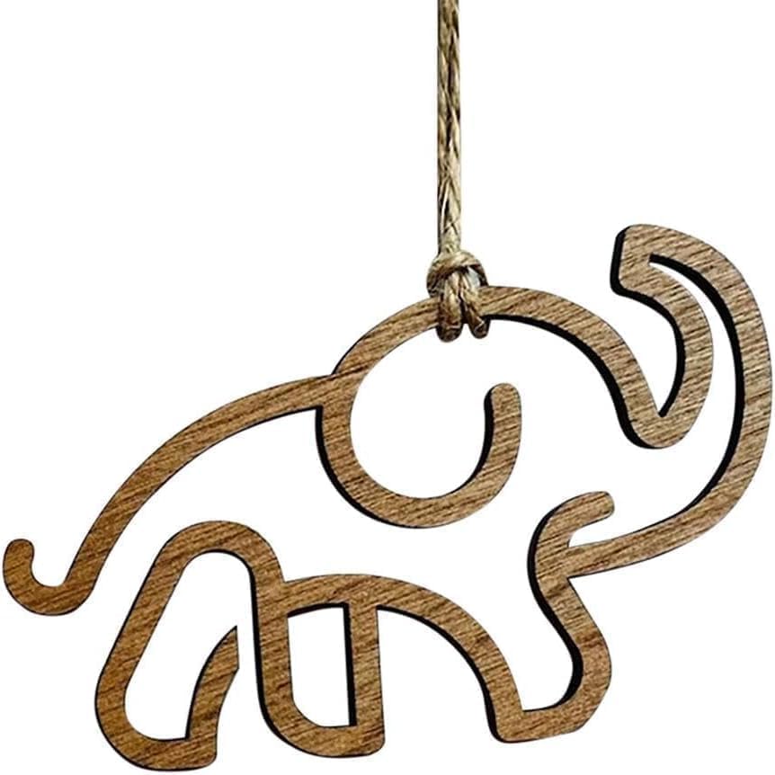 Adorno de elefante de la amistad, adorno de Navidad de elefante de madera, A19