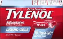Cargar imagen en el visor de la galería, Tylenol Gel líquidos de acetaminofeno extra fuertes, 500 mg 75 unidades
