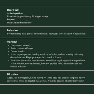 Spray retardador de lidocaína para hombres de 0.2 fl oz (40 bombas) en aroma a chocolate Q1