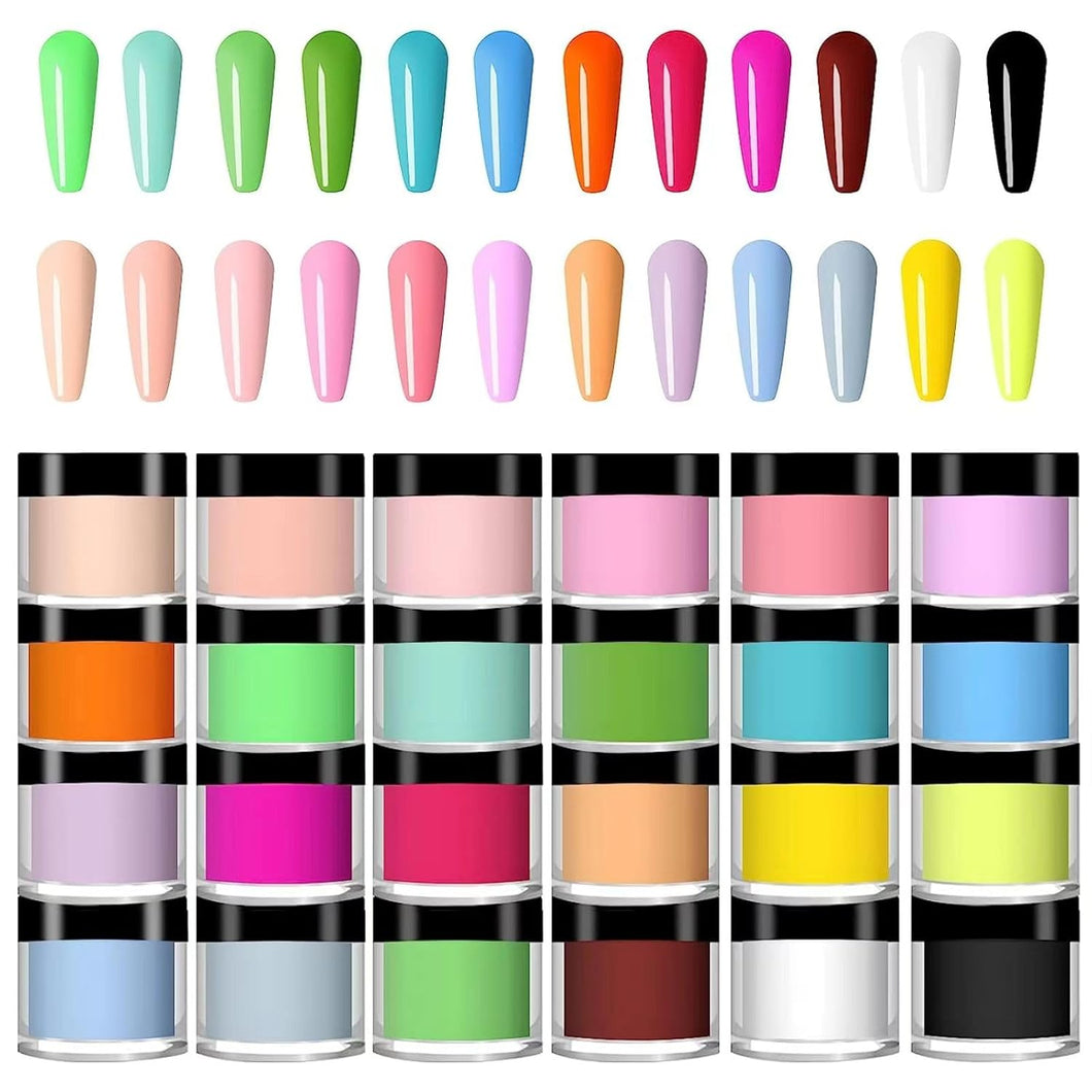 Juego de polvo acrílico de 24 colores, juego de polvo acrílico, diseño de arte de uñas, a22 arte de uñas acrílicas