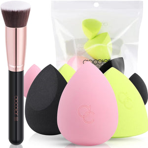 Docolor 6+1 esponjas de maquillaje con cepillo de base, esponja de belleza  a21