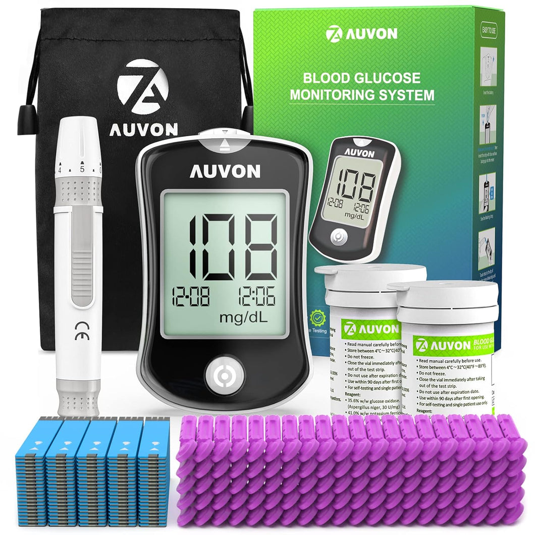 Kit de prueba de azúcar en sangre (100 tiras de prueba, 100 lancetas