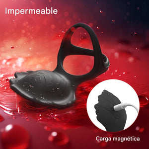 Anillo vibrador para el pene con estimulador de clítoris, 3 en 1