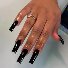 Cargar imagen en el visor de la galería, Uñas postizas negras a presión, largas y cuadradas A19
