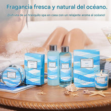 Cargar imagen en el visor de la galería, Canasta de regalo de spa con refrescante fragancia Ocean Bliss 7 piezas
