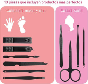 Juego de manicura y pedicura, profesional y de lujo 10 en 1