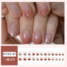 Cargar imagen en el visor de la galería, Uñas postizas cortas a presión, uñas cuadradas a presión A19
