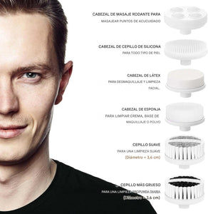 Cepillo de limpieza facial con 6 cabezales