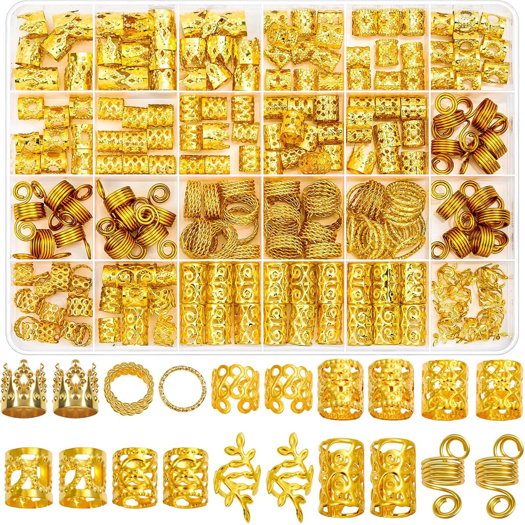 220 piezas de joyería de oro para trenzas, joyería Loc para rastas, A21 dijes para el cabello para mujeres,