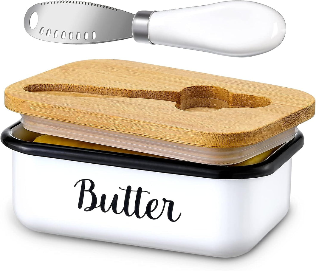 Mantequillera con tapa y cuchillo rizador de mantequilla para encimera A19