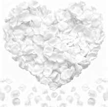Cargar imagen en el visor de la galería, 2200 piezas pétalos de flores artificiales decoraciones para fiestas de compromiso pétalos de rosa falsos para noche romántica, boda, propuesta aniversario decoraciones de flores (blanco)
