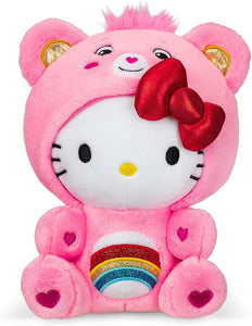 Care Bears Hello Kitty Dressed As Cheer Bear - Peluche de 8 pulgadas de tamaño divertido, suave y abrazable  Q1