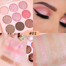 Cargar imagen en el visor de la galería, Paleta de sombras de ojos de 9 colores, paleta de sombra de ojos neutra, sombra de ojos neutra altamente pigmentada, resistente al agua, a22 maquillaje natural, paleta de sombra de ojos de viaje
