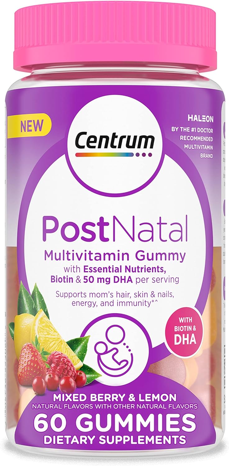 Gomitas multivitamínicas posnatales Centrum con biotina y DHA 60 unidades