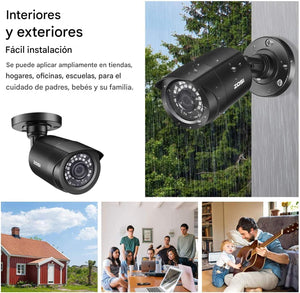 ZOSI 1080P - Paquete de 4 cámaras de seguridad HD TVI, visión nocturna de 80 pies